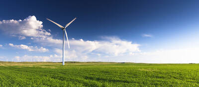 Wind turbines in a field