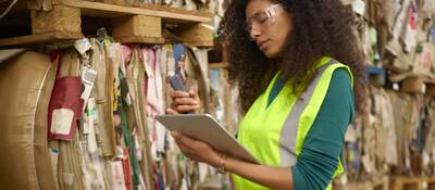 Sustainable warehouse worker.