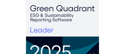 Verdantix Green Quadrant: ESG and Sustainability Reporting Software 2025 Leader image.