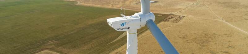 Drone footage of Goldwind turbine and the west Texas prairie