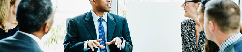 Businessman leading a group workshop