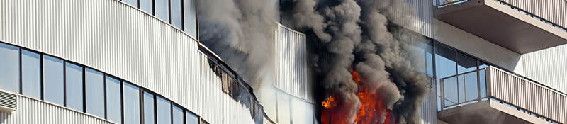 Photo of an exterior building fire