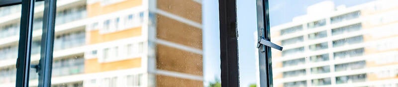 Open security window in office building