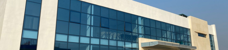 Exterior of three-storey glass-windowed UL testing lab in  Hai Duong, Vietnam