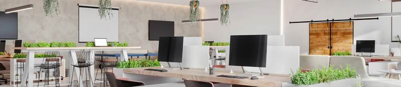 Modern open plan office space interior.