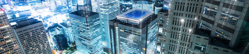 A connected city at night