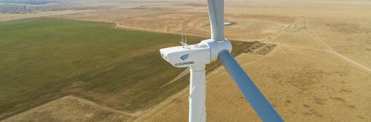 Drone footage of Goldwind turbine and the west Texas prairie