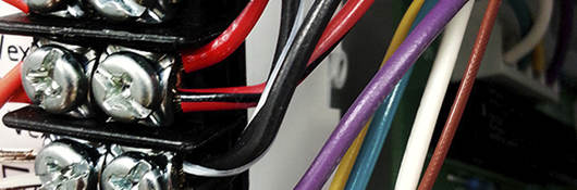 A close-up image of appliance wiring. 