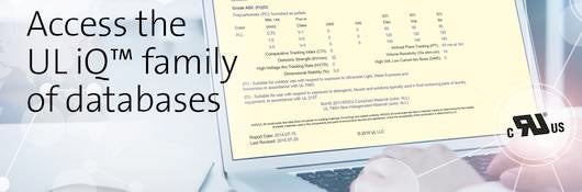 A business professional using UL’s iQTM family of databases on a laptop.