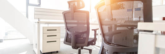 Office chairs in an office environment