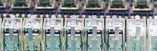 Close up row of Relay actuators