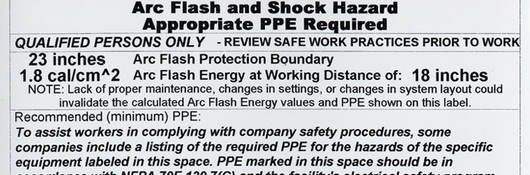 Arc Flash Warning Label