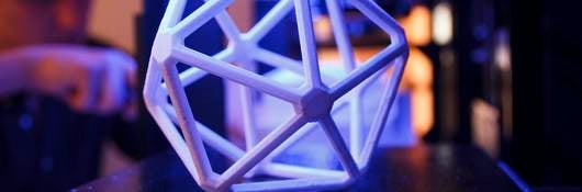 Image of 3D printed icosahedron (20-sided) polymer shape
