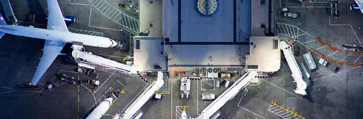 overhead view of an airport