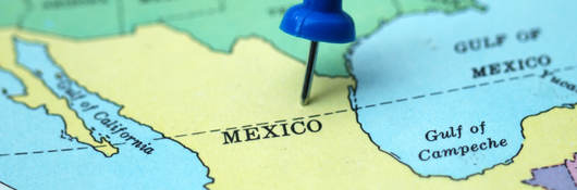 Map of Mexico with pushpin marking the spot