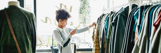 Woman shopping for clothes