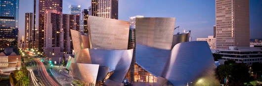 Walt Disney Concert Hall and busy LA Street