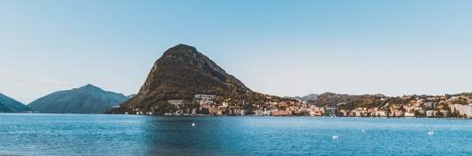 Beach looking at hill across the water