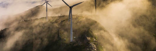 Wind turbines on a mountain  