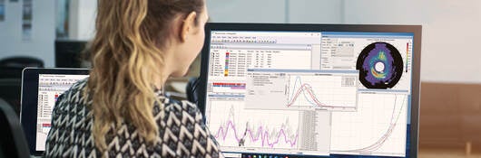Person reviewing Windographer software on a computer