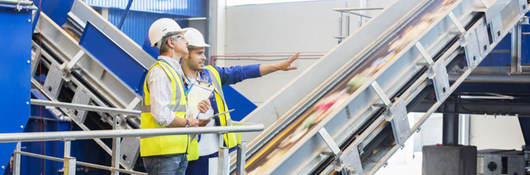 workers in a recycling factory