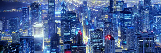 An expansive network of city lights