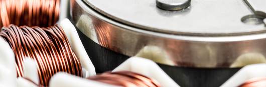 Copper winding and stack of an electric induction motor for home appliances.