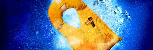 Life jacket in water