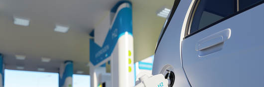 Hydrogen refueling a car on the filling station 