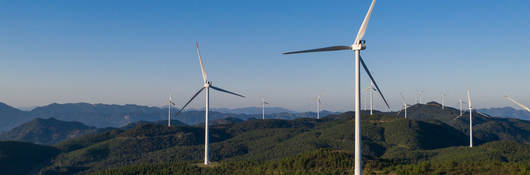 wind turbines on a hill