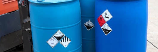 Warning symbol for chemical hazard on chemical containers