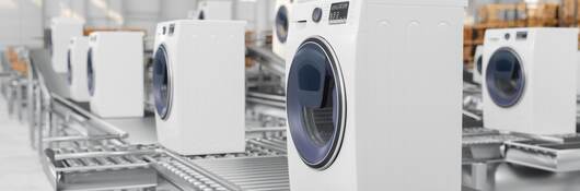 Washing machines in a factory.