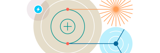 Graphical depiction of solar and wind energy going into an energy storage device