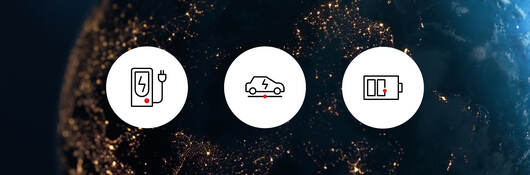 Image of Earth with three icons overlayed