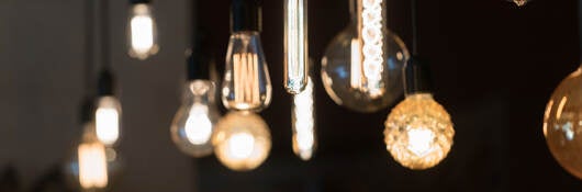 several hanging lightbulbs
