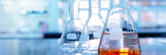 Beakers in a laboratory