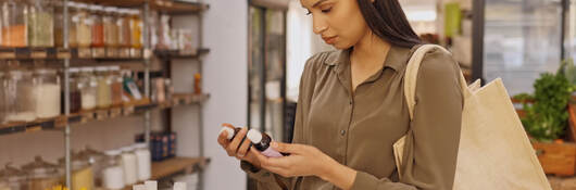 A person shopping for cosmetics