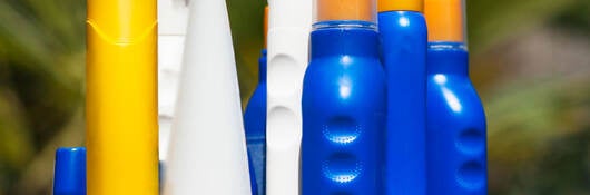 Several bottles of sunscreen