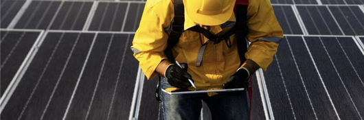 Microgrid technician working.