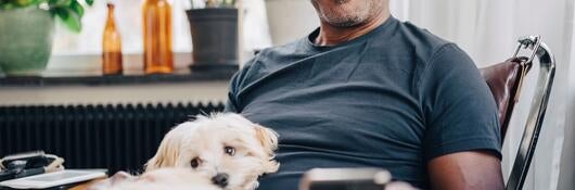 Person looking at a smartphone.