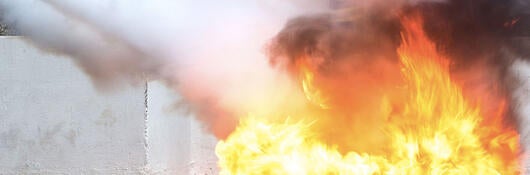 A fire being extinguished