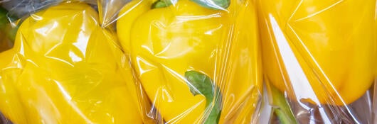 Yellow, red and green peppers