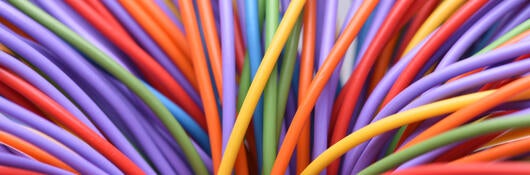 Colorful electrical wires and cables
