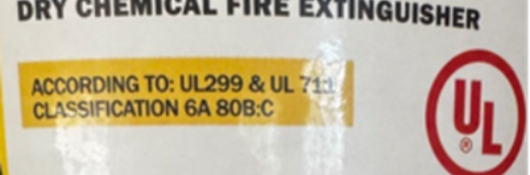 Dry chemical fire extinguisher label.