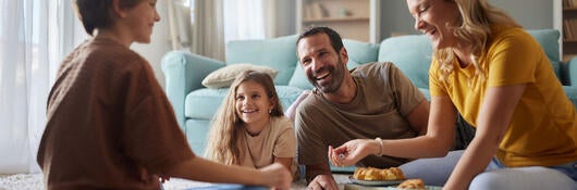 A family playing a board game