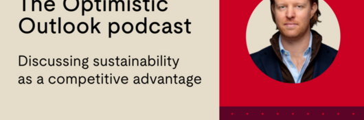 Image of Luca De Derrari next to The Optimistic Podcast