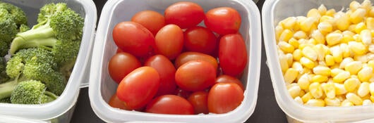 vegetables in separate plastic containers