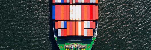 Containers on a ship.