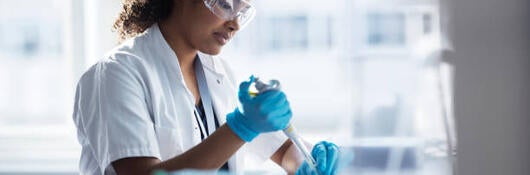 female scientist working