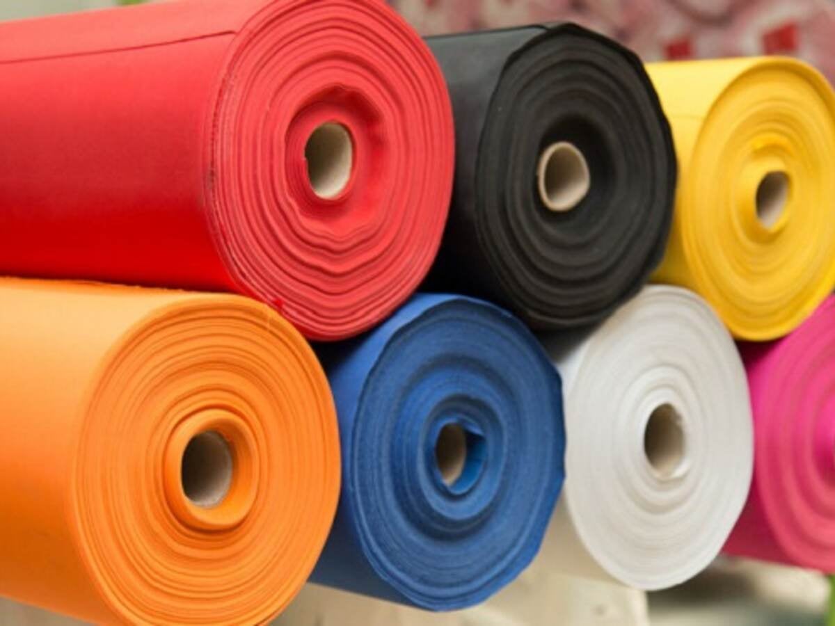 image of colorful material fabric rolls - texture samples